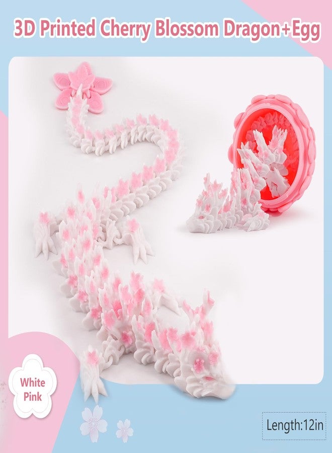 Outgoto 3D Printed Dragon Egg - 12in Articulated Cherry Blossom Dragon Figurine, Fidget Toy & Desk Decor, Flexible Fantasy Collectible Gift for Adults, Teens & Anime Fans - Image 2